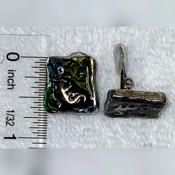 CHICO'S Silver Lizard and Frog Choker and Stud Earrings Set / Clip-on - Picture 5 of 6